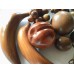 Mid Century Wood Carved Fruit Banana Apple Grapes Peach Rich Brown Tones 12 Pcs   153137228980